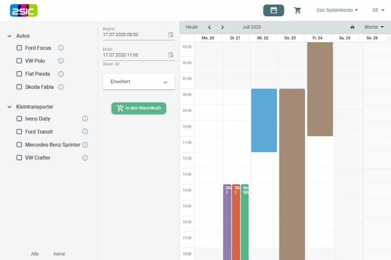Verleihsoftware für Fahrzeugvermietung