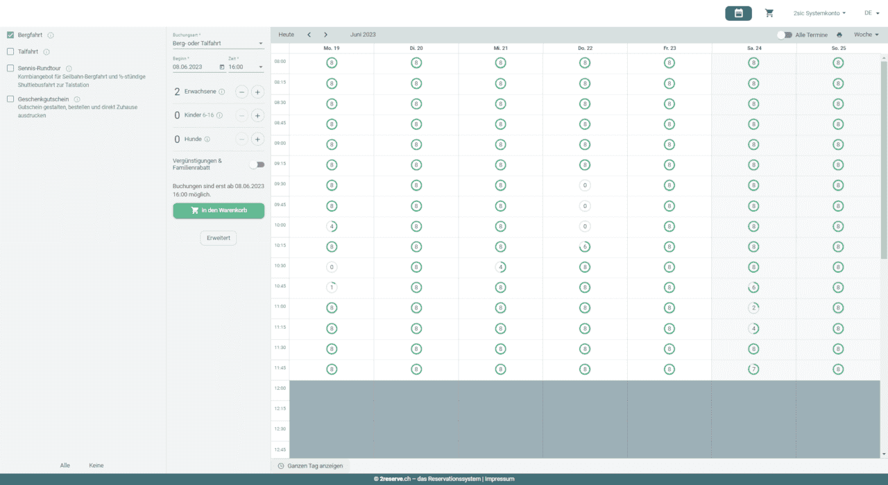 Das Buchungs- und Reservationssystem für die Bergbahnen
