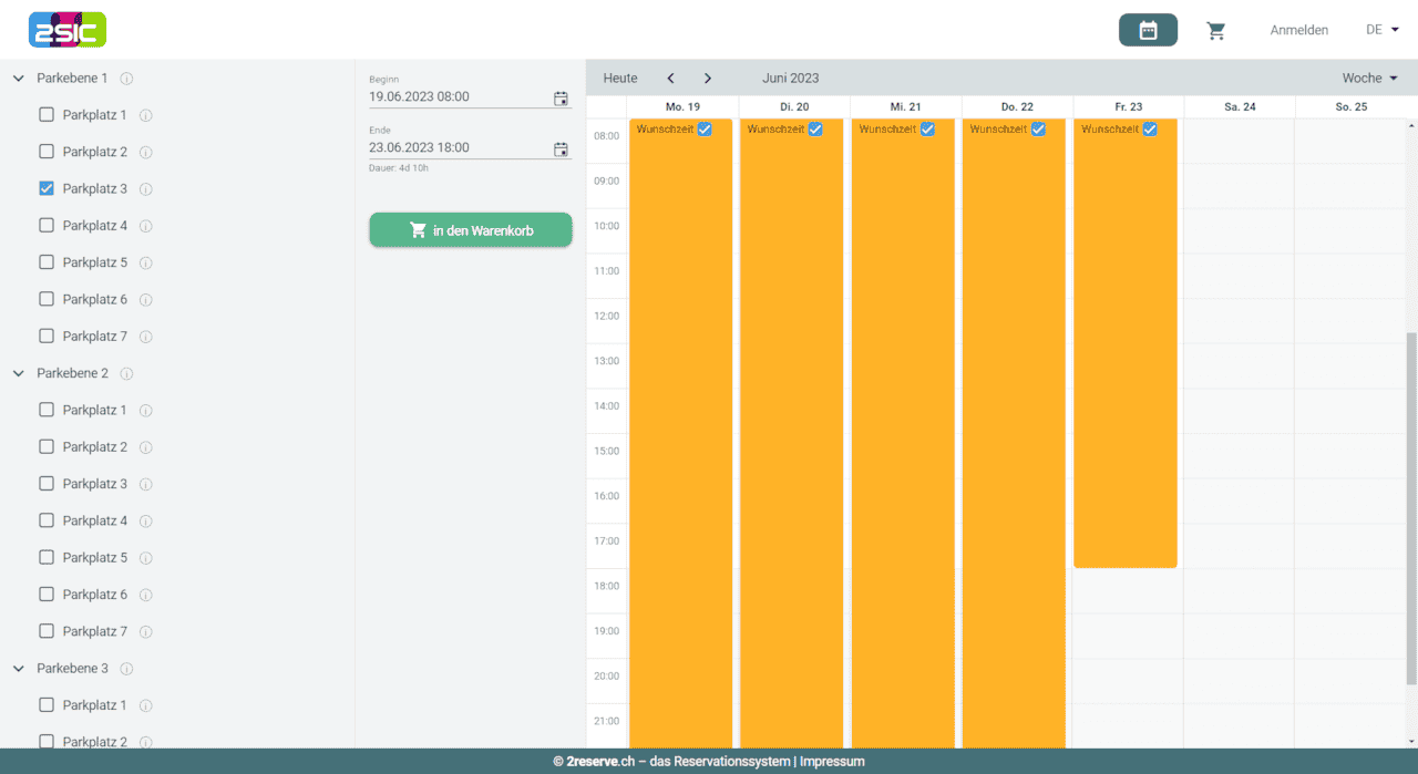 Das Reservations­system für Firmen­parkplätze