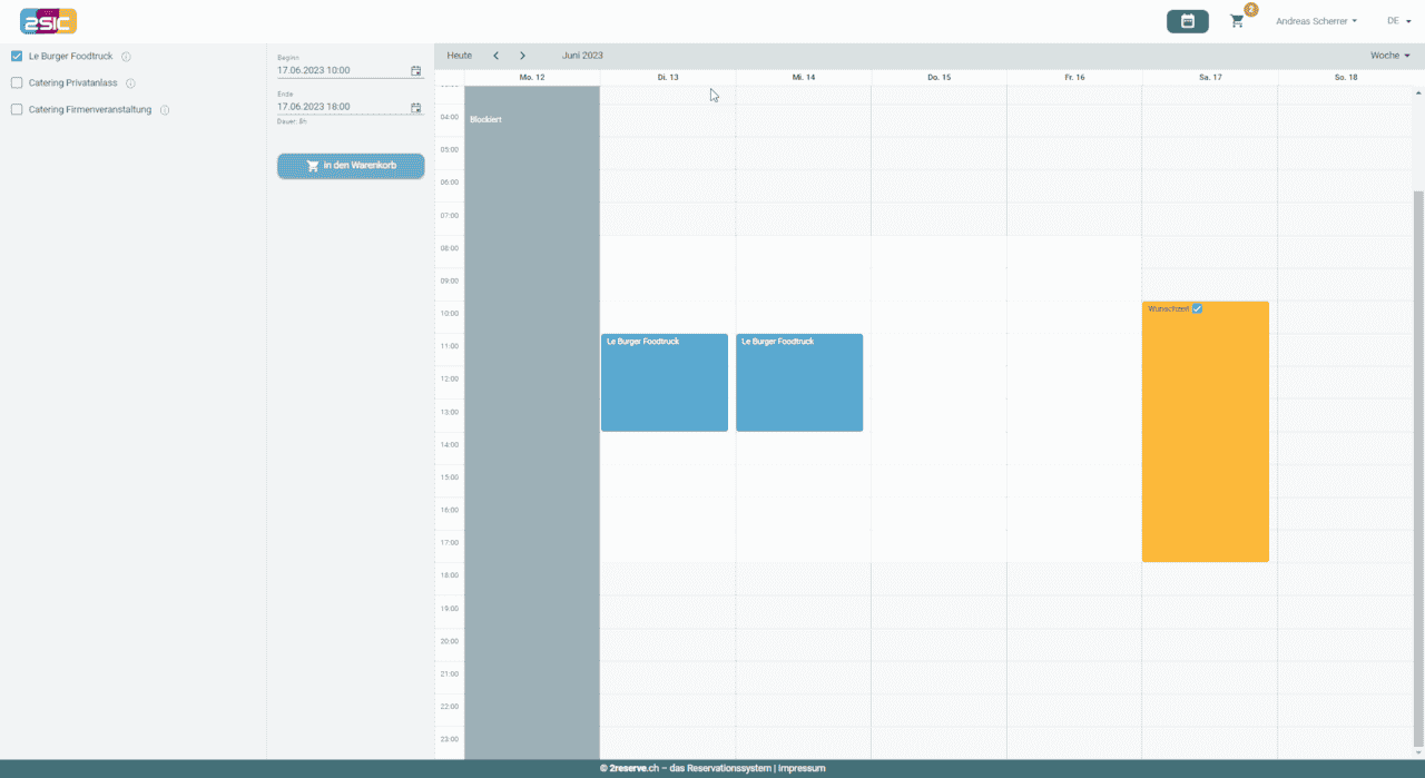 Online-Terminplaner für Foodtrucks und Catering